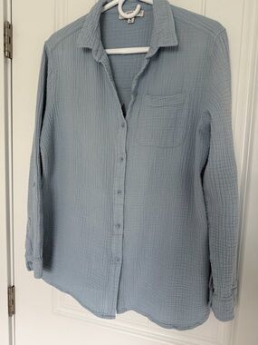 Anne Klein Jeans Blue Gauze Button Down Shirt M